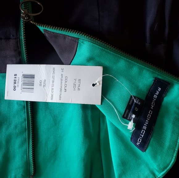 French Connection / Wizard Colour Block Dress in Navy and Green / Size 0-2 - Picture 4 of 6